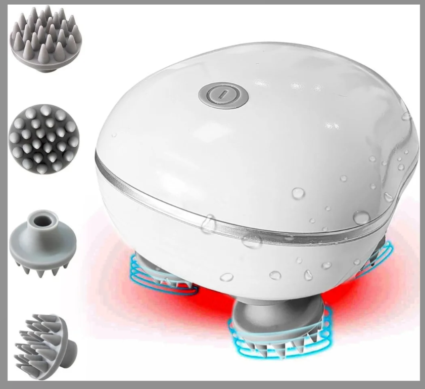 ScalpSonic Ultra 4-in-1 Waterproof Scalp Massager & Deep Tissue Hair Growth Stimulator with Red Light Therapy